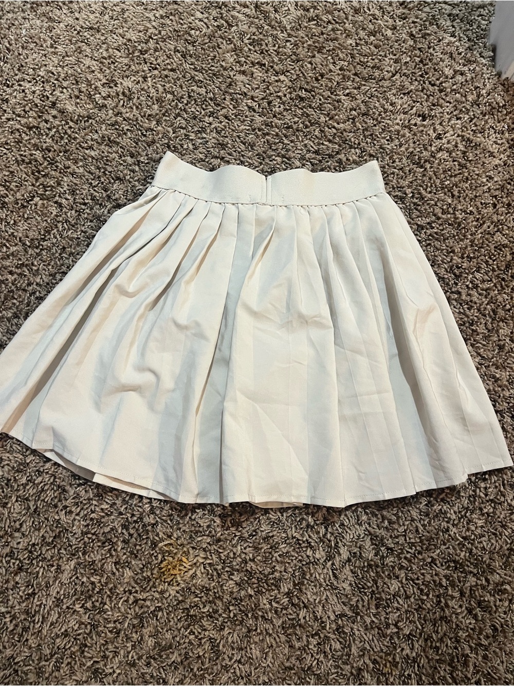 Women's Cream Pleated Skater Skirt